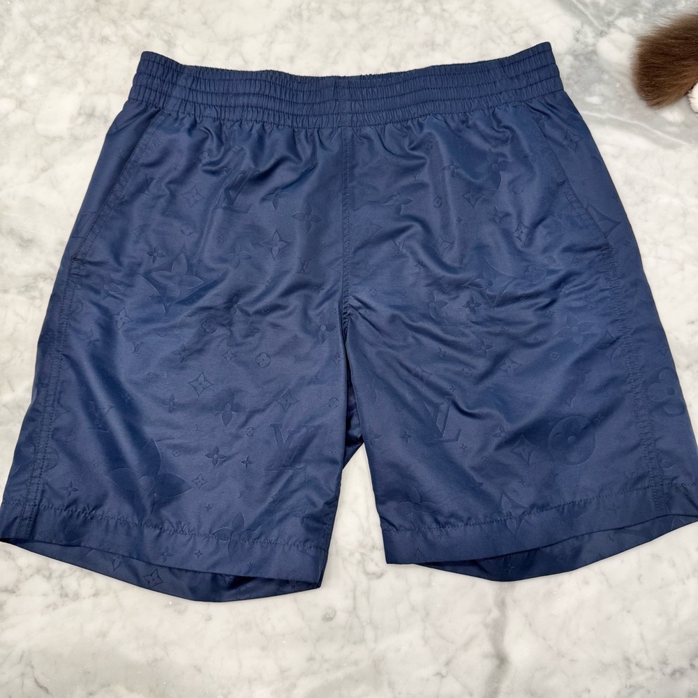 Navy Louis Vuitton Monogram Swim Shorts